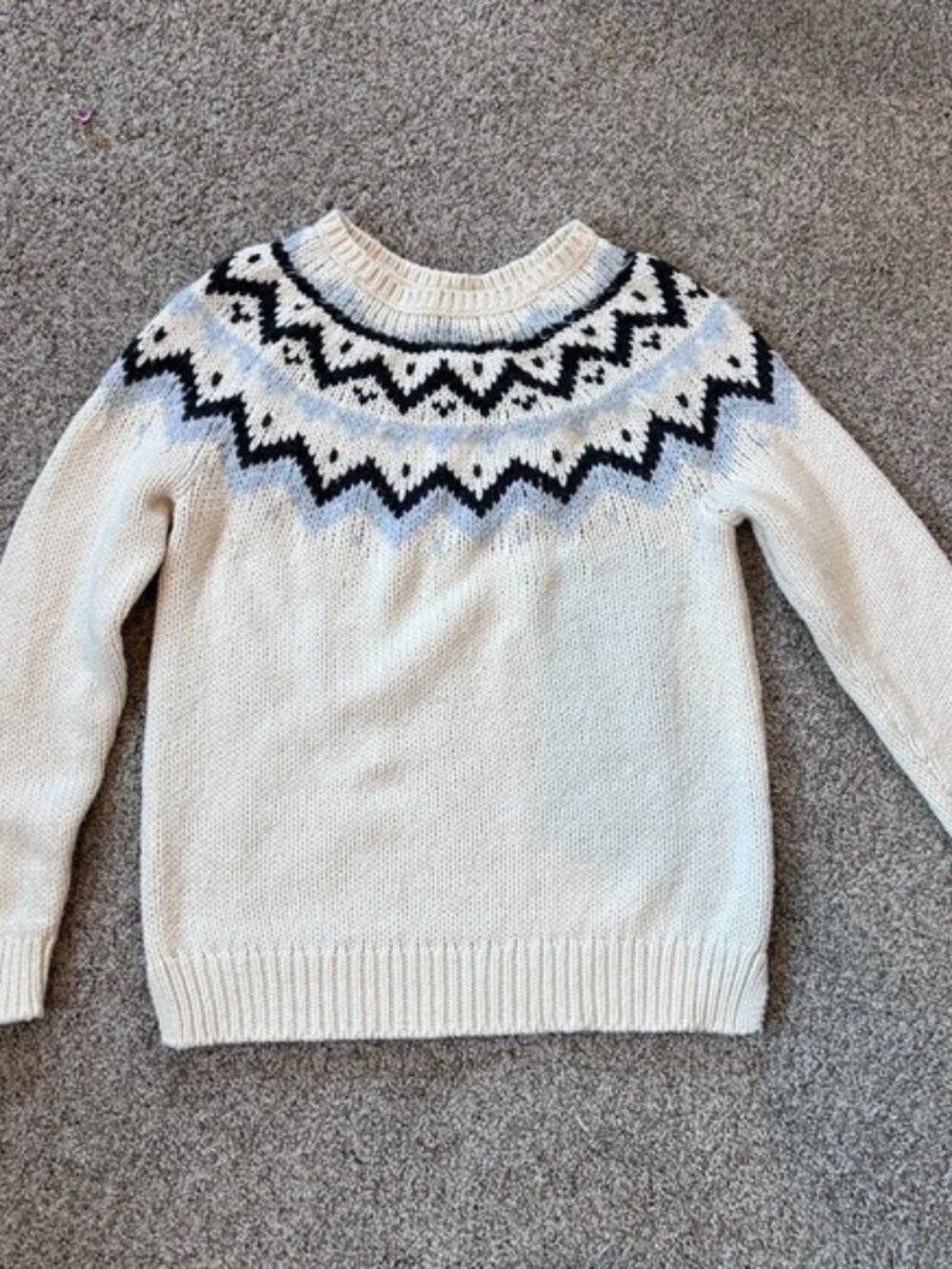 LOFT Camel, Wool, Mohair and Cotton Blend Fair Isle Sweater. Soft. Classic. EUC